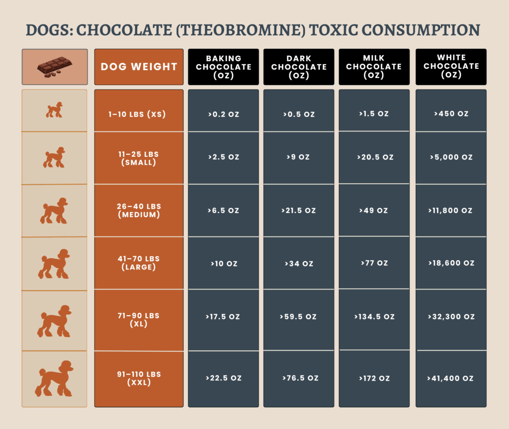 Chocolate Toxic Consumption table